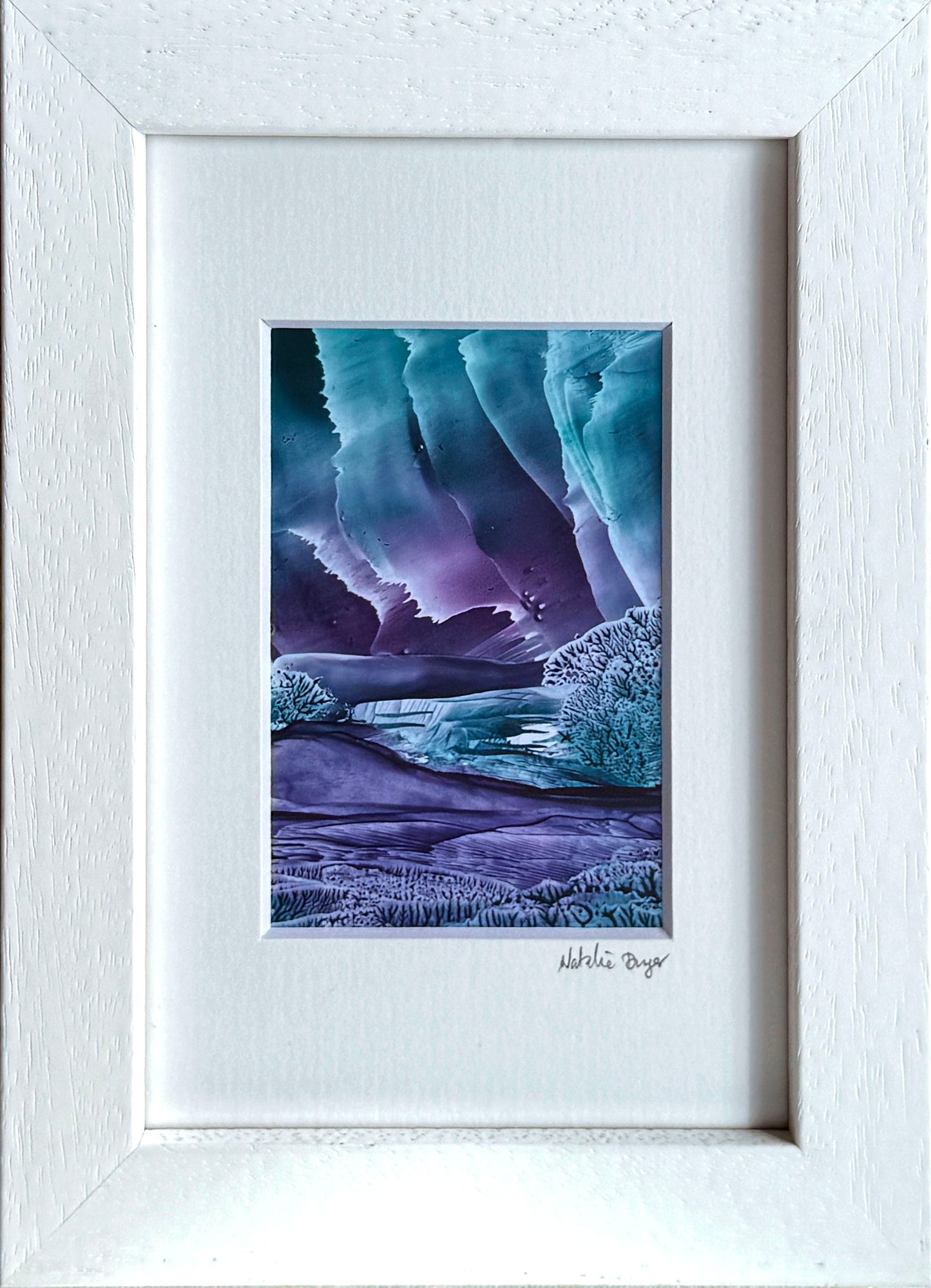 “The Veil Between Worlds I” - Framed Original Miniature Encaustic Wax Dreamscape Painting