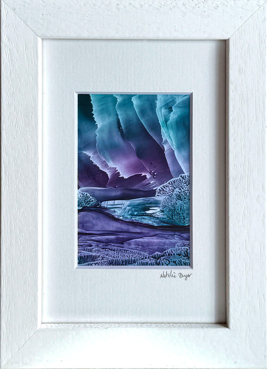 “The Veil Between Worlds I” - Framed Original Miniature Encaustic Wax Dreamscape Painting